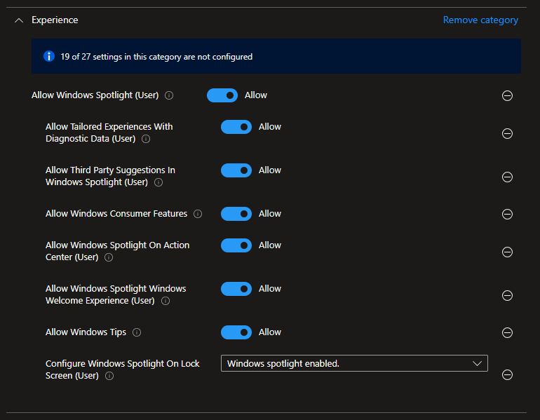 Additional Windows Spotlight configuration options in Intune
